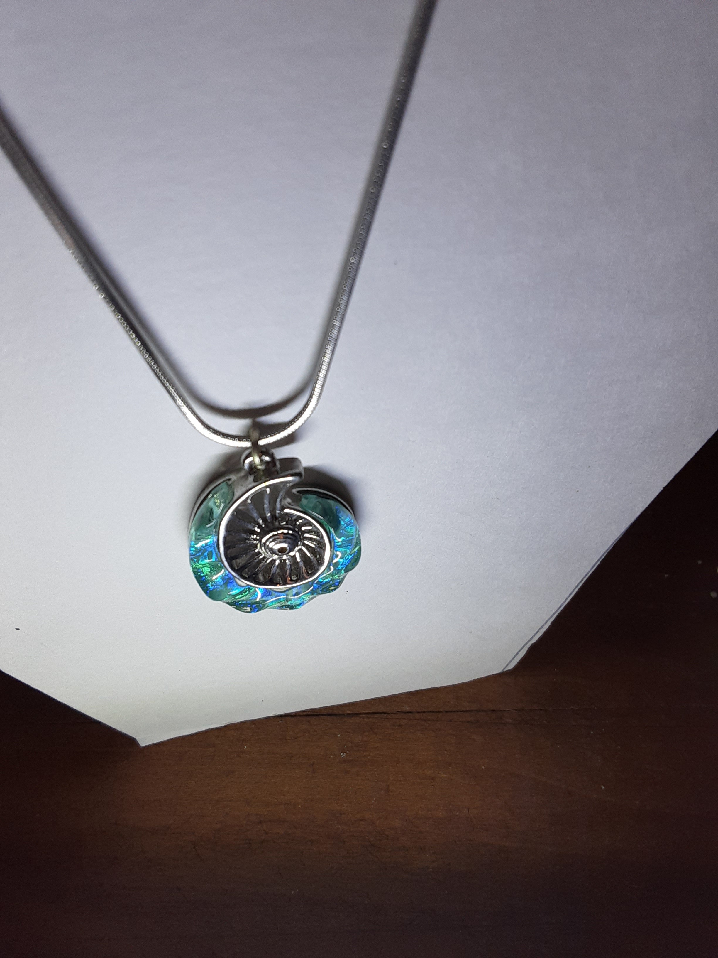 Turquoise and Silver Shell Necklace