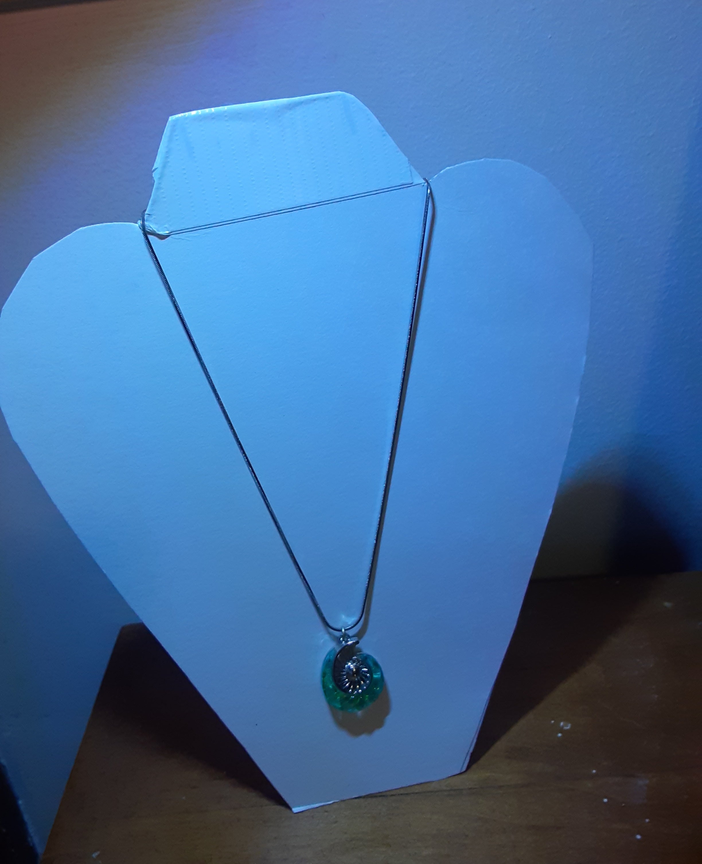 Turquoise and Silver Shell Necklace